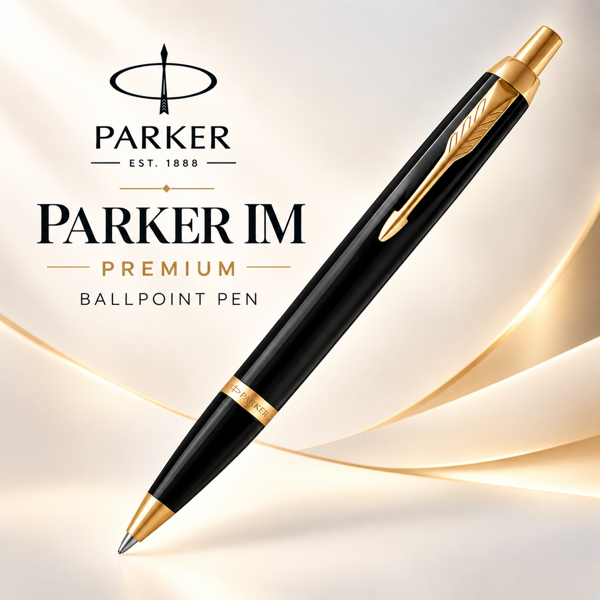 Parker IM Premium Ballpoint Pen – Black Lacquer with Gold Trim | Premium Ballpoint Pen