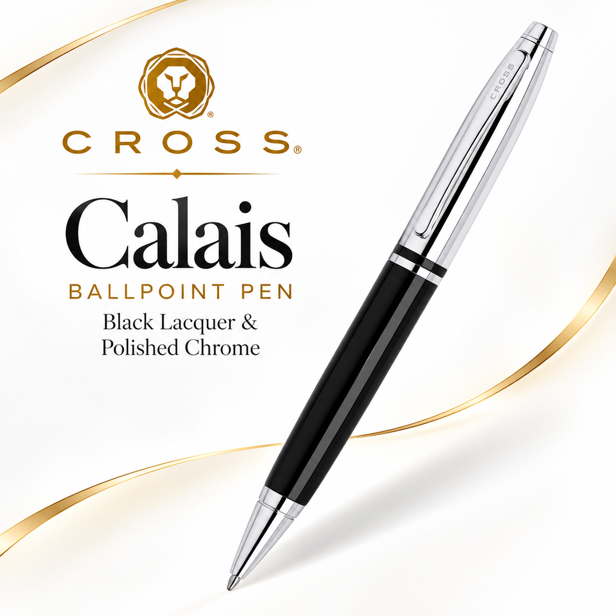 Cross Calais Ballpoint Pen – Black Lacquer & Polished Chrome