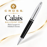 Cross Calais Ballpoint Pen – Black Lacquer & Polished Chrome