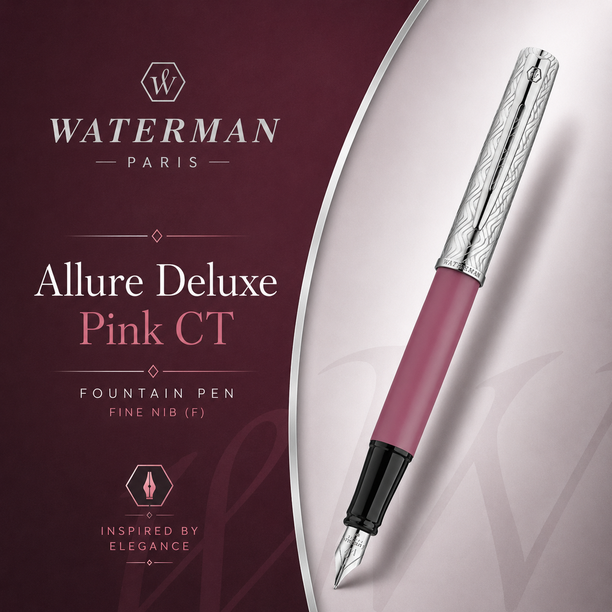 Waterman Allure Deluxe Pink CT Fountain Pen – Fine Nib (F)