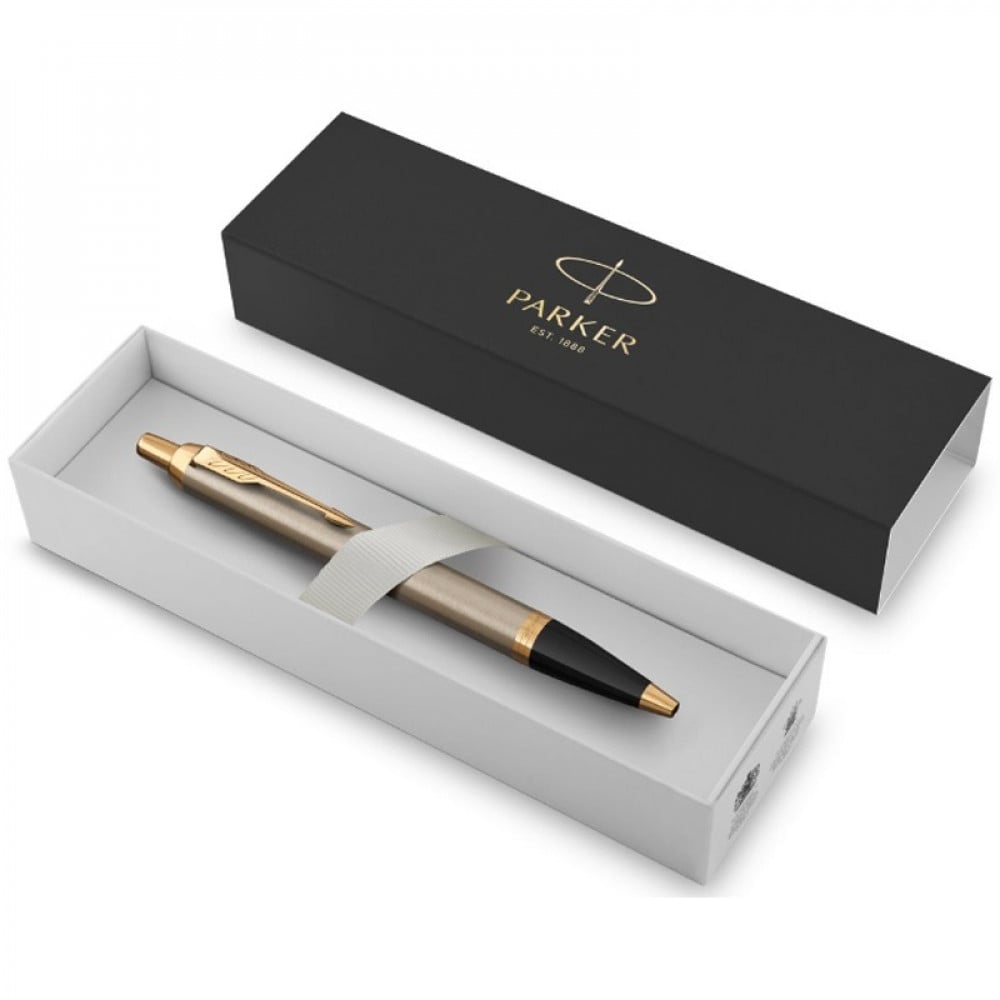 Parker IM Premium Ballpoint Pen – Brushed Metal with Gold Trim | Premium Ballpoint Pen