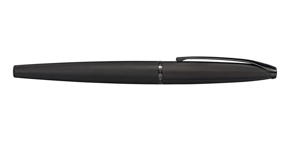 Cross ATX Brushed Black PVD Fountain Pen with Etched Diamond Pattern & Stainless Steel/Black Nib – 886-41