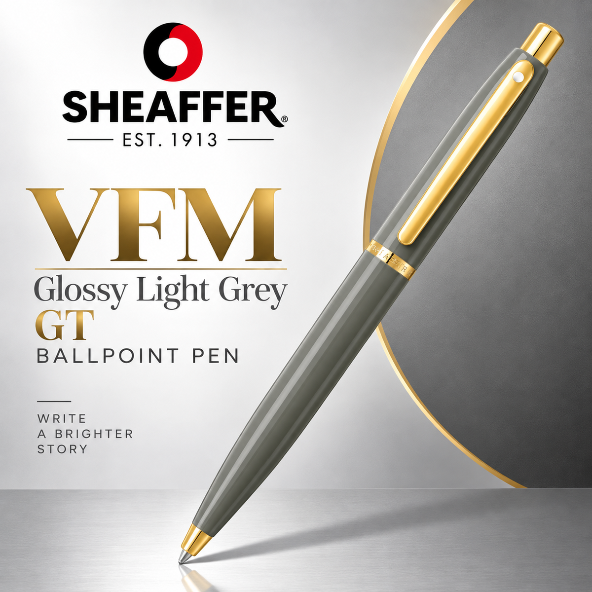 Sheaffer VFM Glossy Light Grey GT Ballpoint Pen