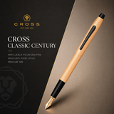 Cross Classic Century Refillable Fountain Pen Medium Nib Brushed Rose Gold