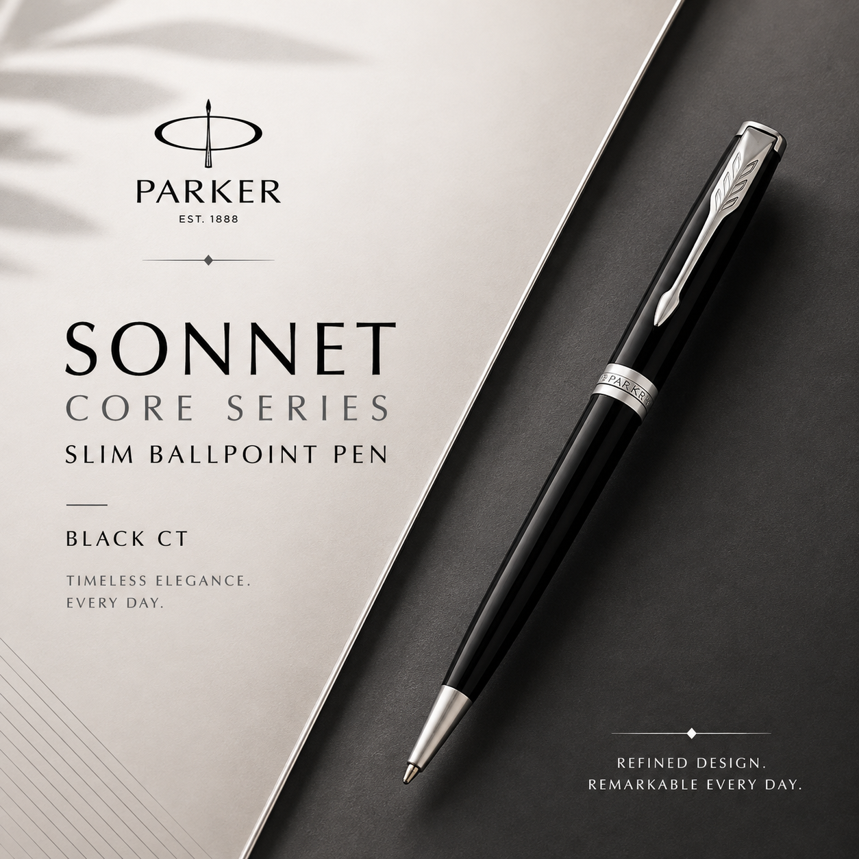 Parker Sonnet Core Series Black CT Slim Ballpoint Pen