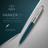 Parker 51 Ballpoint Pen – Teal Blue with Chrome Trim | Iconic Luxury Pen