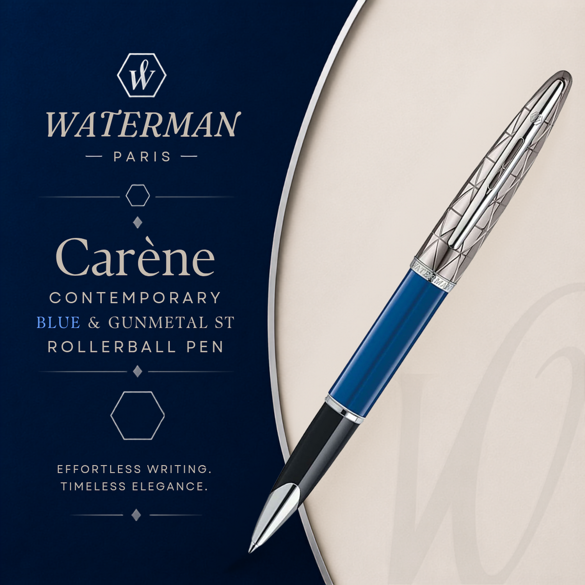 Waterman Carène Rollerball Pen – Contemporary Blue & Gunmetal