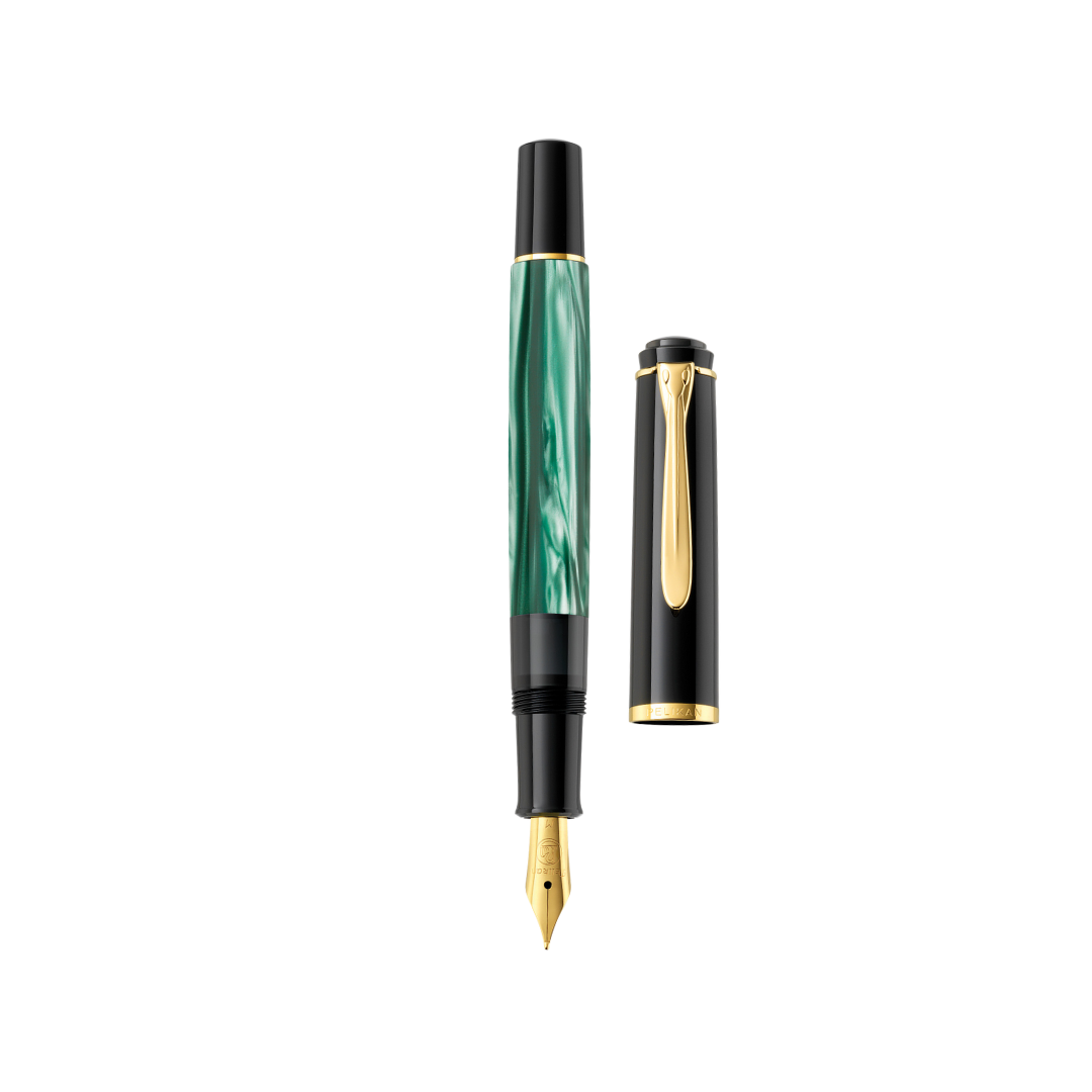 Pelikan Classic M200 Fountain Pen – Green-Marbled | Medium Nib