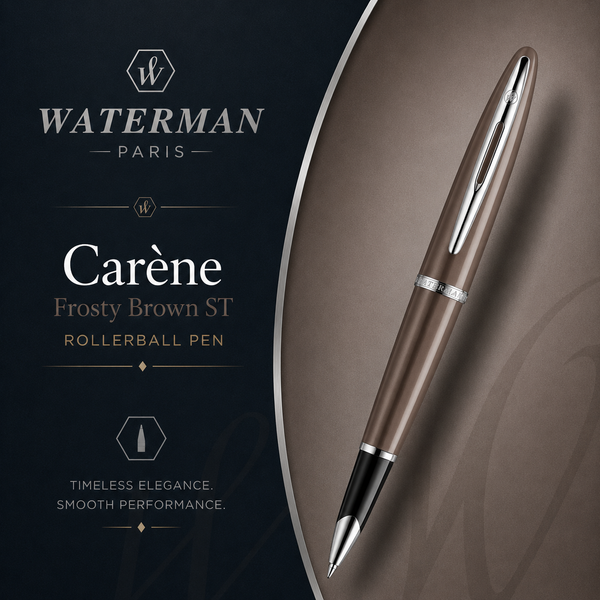 Waterman Carène Rollerball Pen – Frosty Brown with Stainless Steel Trim