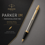 Parker IM Premium Ballpoint Pen – Brushed Metal with Gold Trim | Premium Ballpoint Pen