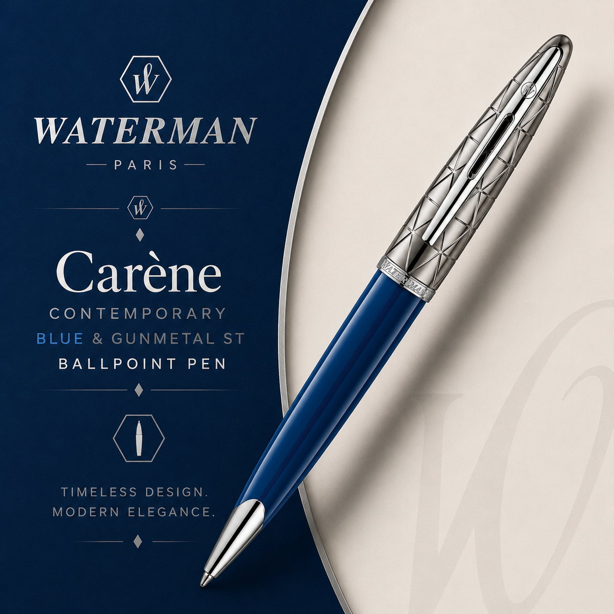 Waterman Carène Ballpoint Pen – Contemporary Blue & Gunmetal