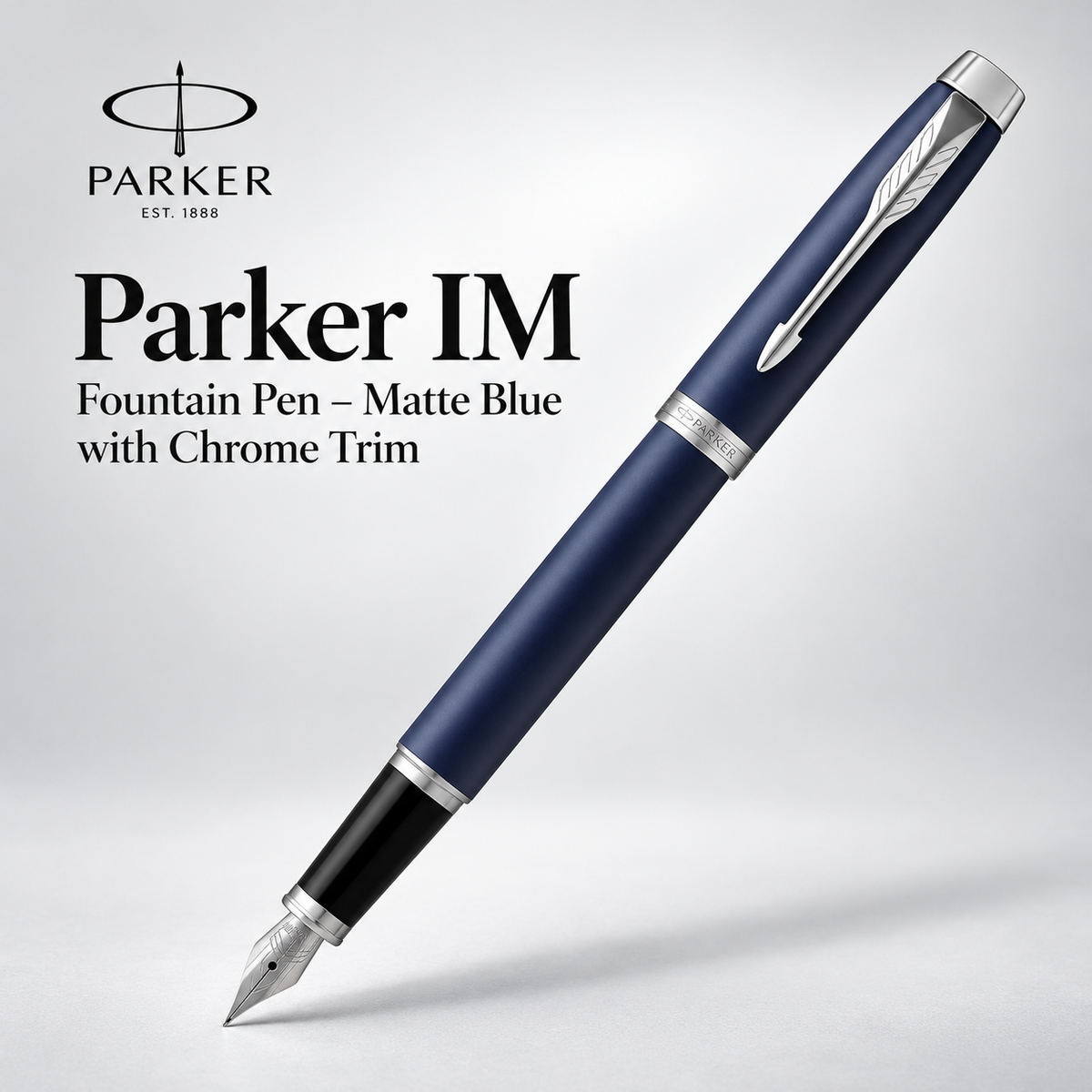 Parker IM Fountain Pen – Matte Blue with Chrome Trim | Premium Fountain Pen