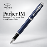 Parker IM Fountain Pen – Matte Blue with Chrome Trim | Premium Fountain Pen