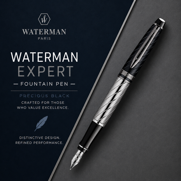 Waterman Expert Precious Black Fountain Pen – Premium Writing Instrument