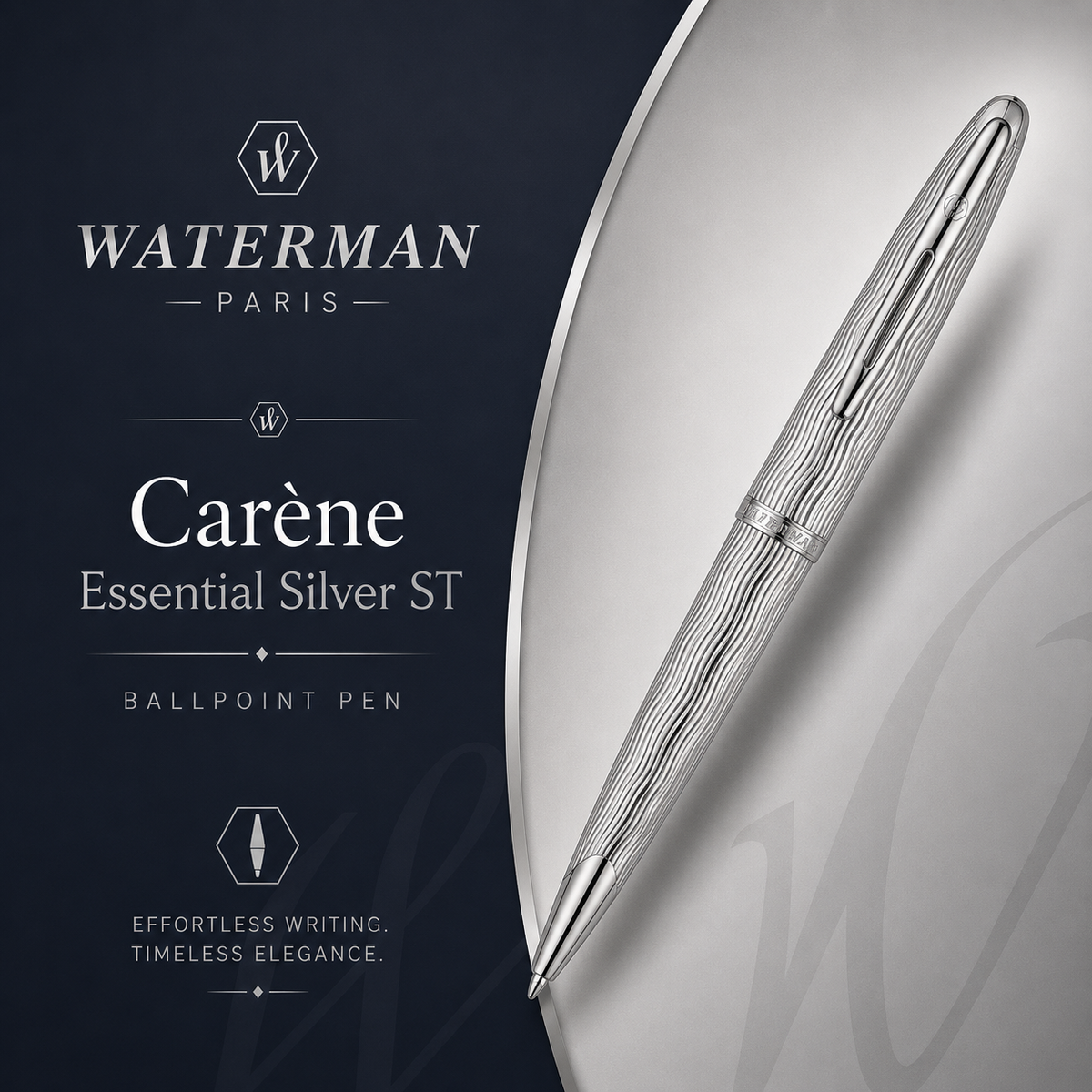 Waterman Carène Essential Ballpoint Pen – Silver with Silver Trim