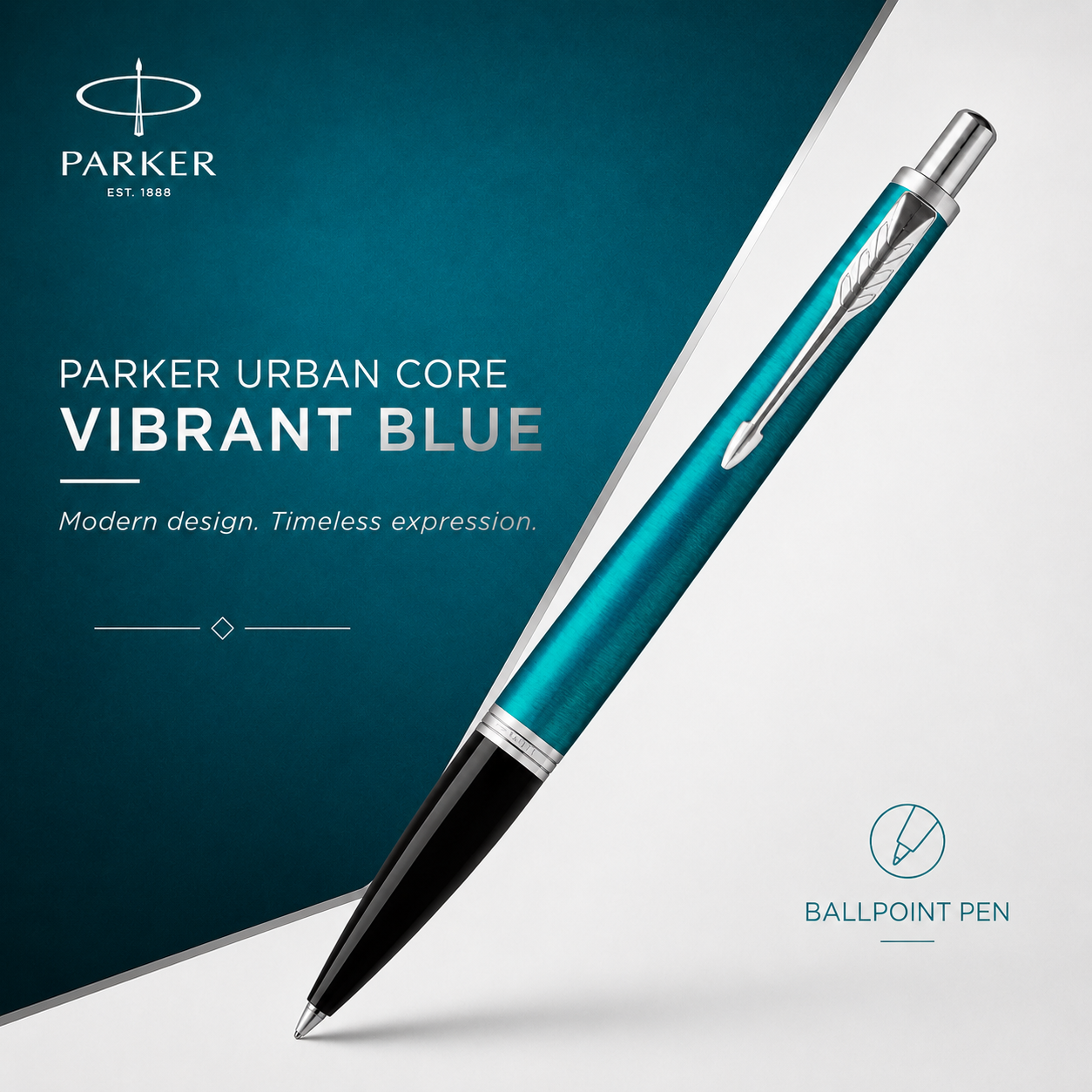 Parker Urban Core Ballpoint Pen – Vibrant Blue | Chrome Trim