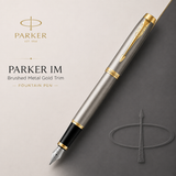 Parker IM Fountain Pen – Brushed Metal GT