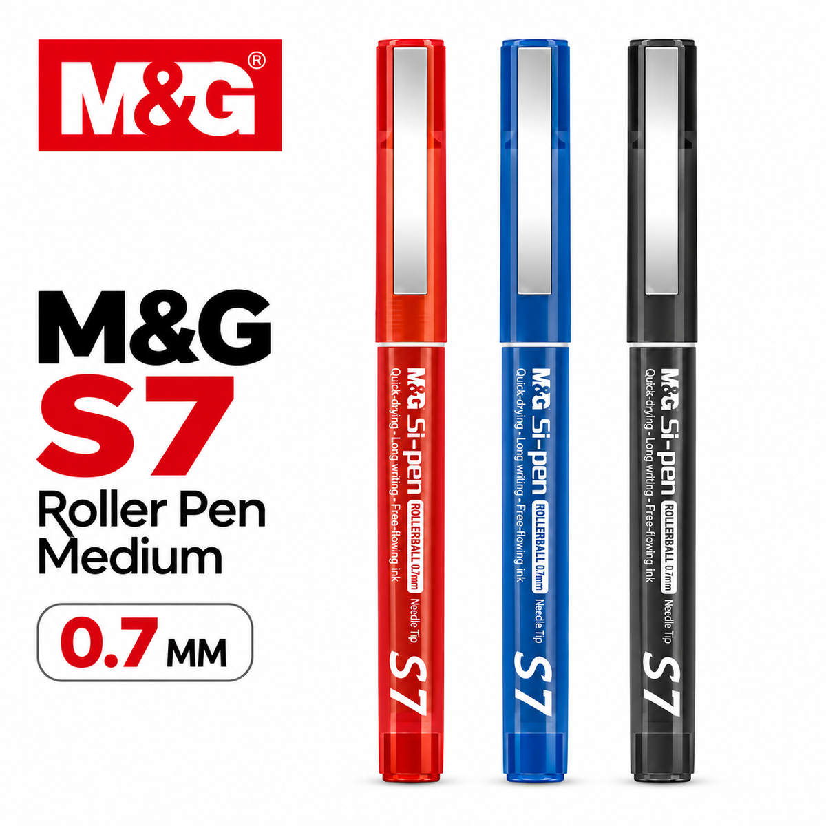 M&G S7 Roller Pen 41872 – 0.7mm Medium Tip | Smooth Liquid Ink |