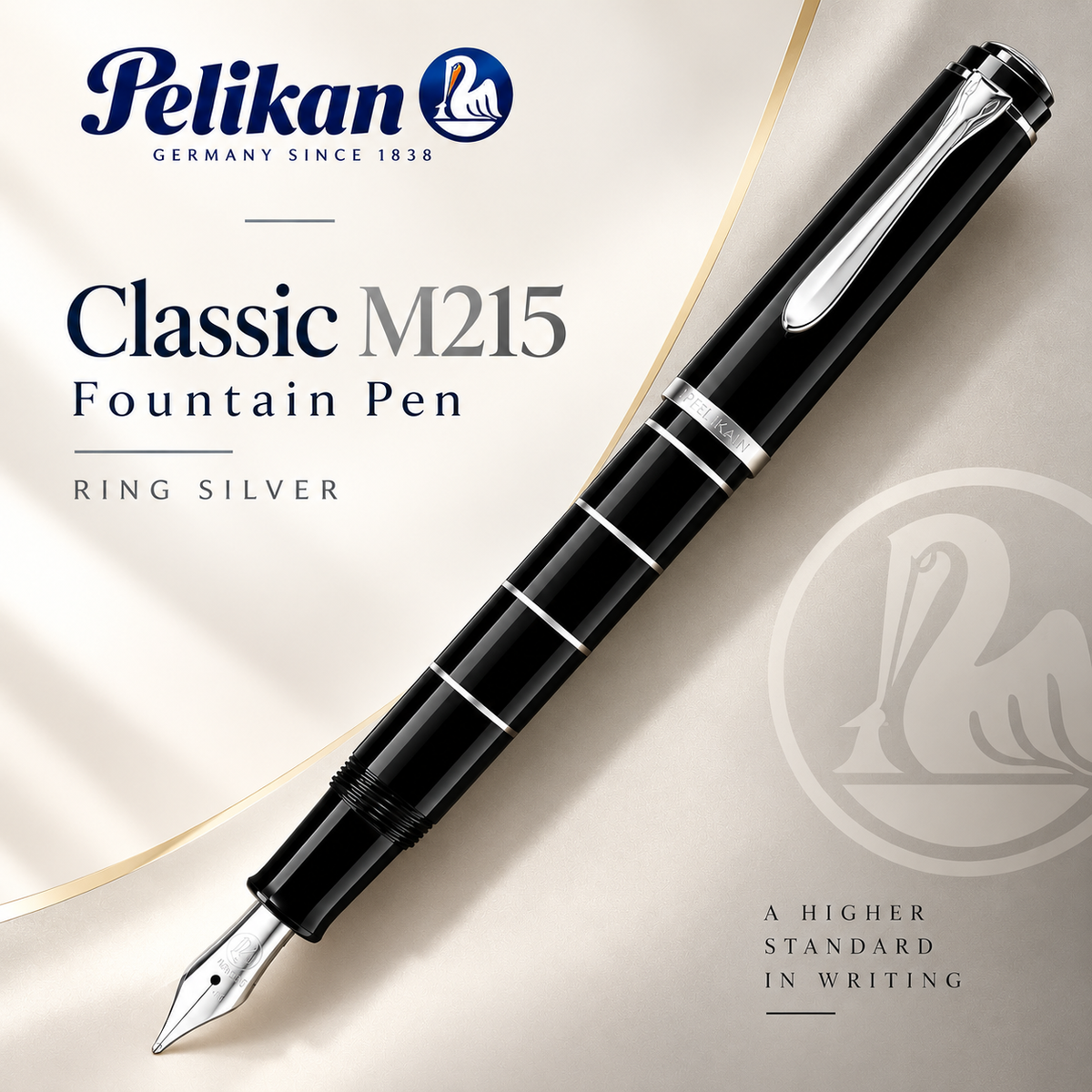 Pelikan Classic M215 Fountain Pen – Ring Silver