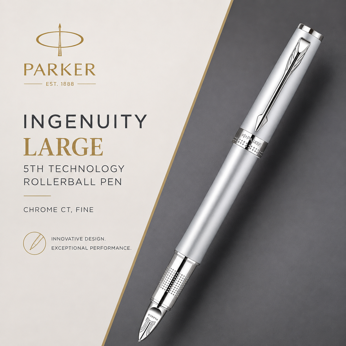 Parker Ingenuity Large 5th Technology Rollerball Pen | Chrome CT, Fine