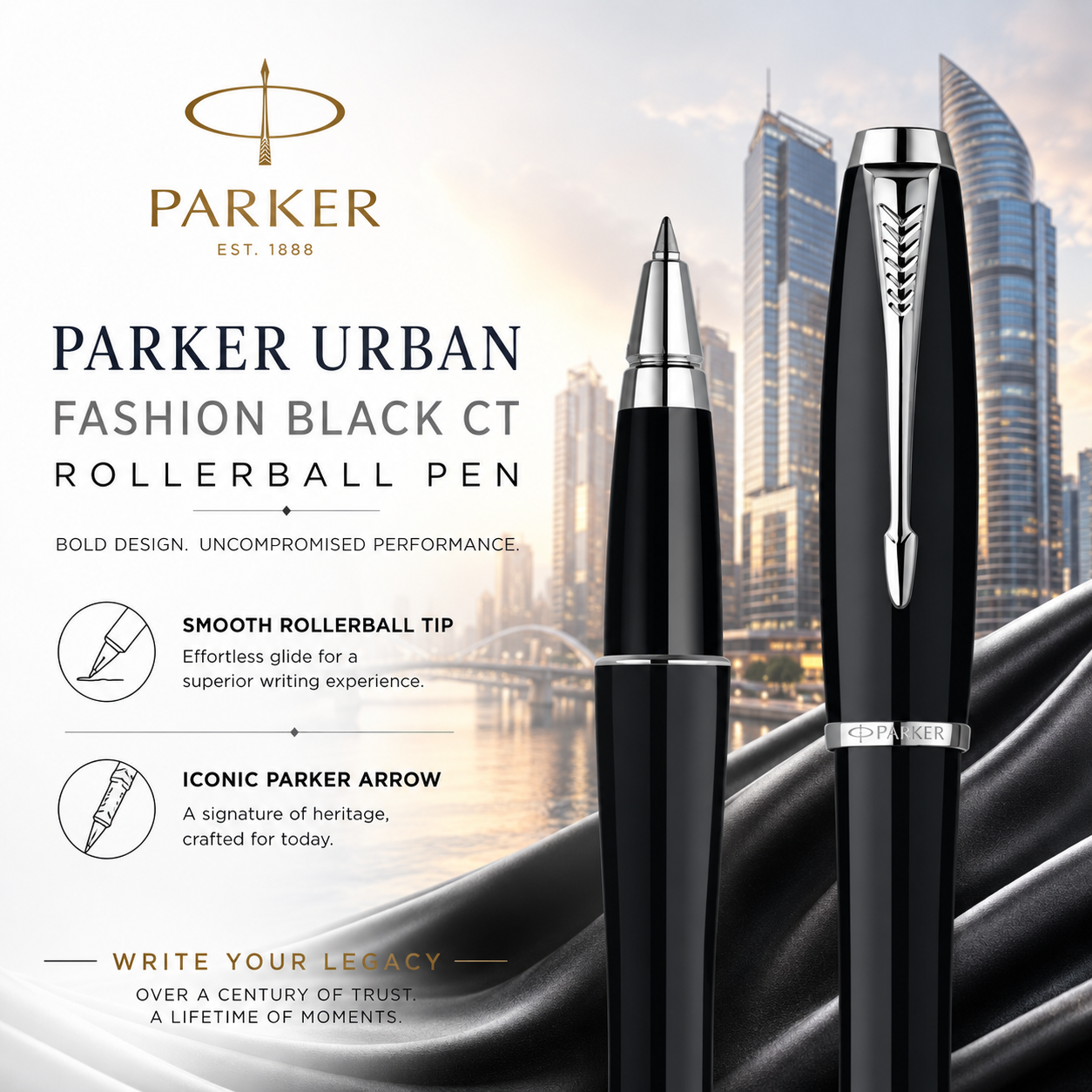 Parker Urban Fashion Black CT Rollerball Pen
