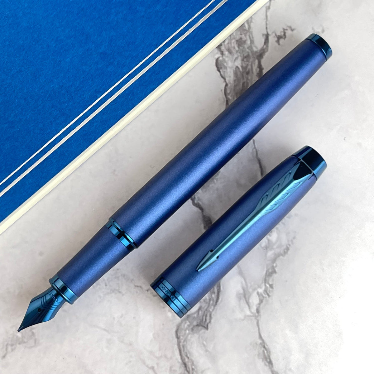 Parker IM Monochrome Blue Fountain Pen – Matching Blue Trim