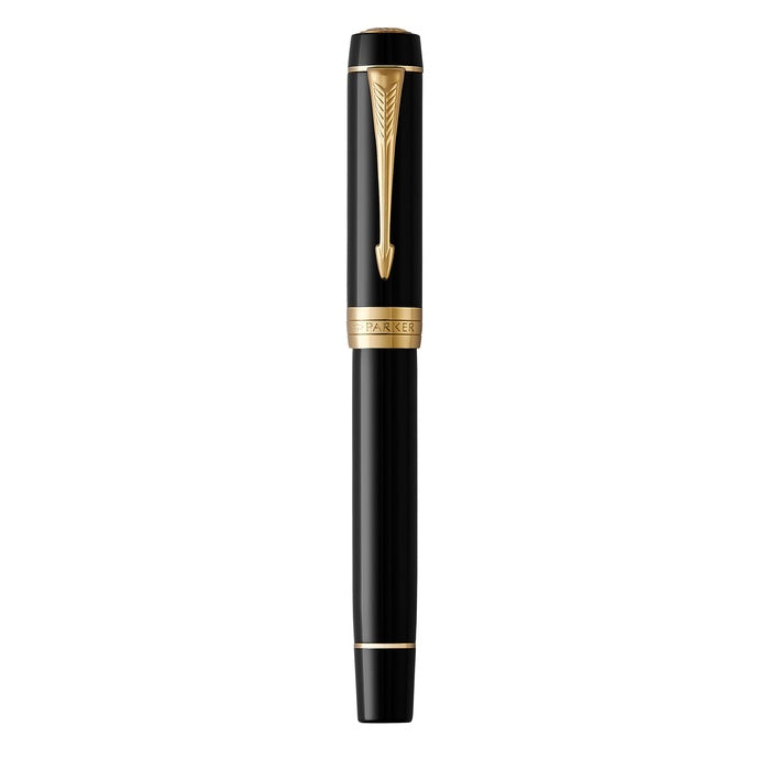 Parker Duofold Classic Black GT Rollerball Pen – 23K Gold-Plated Trim