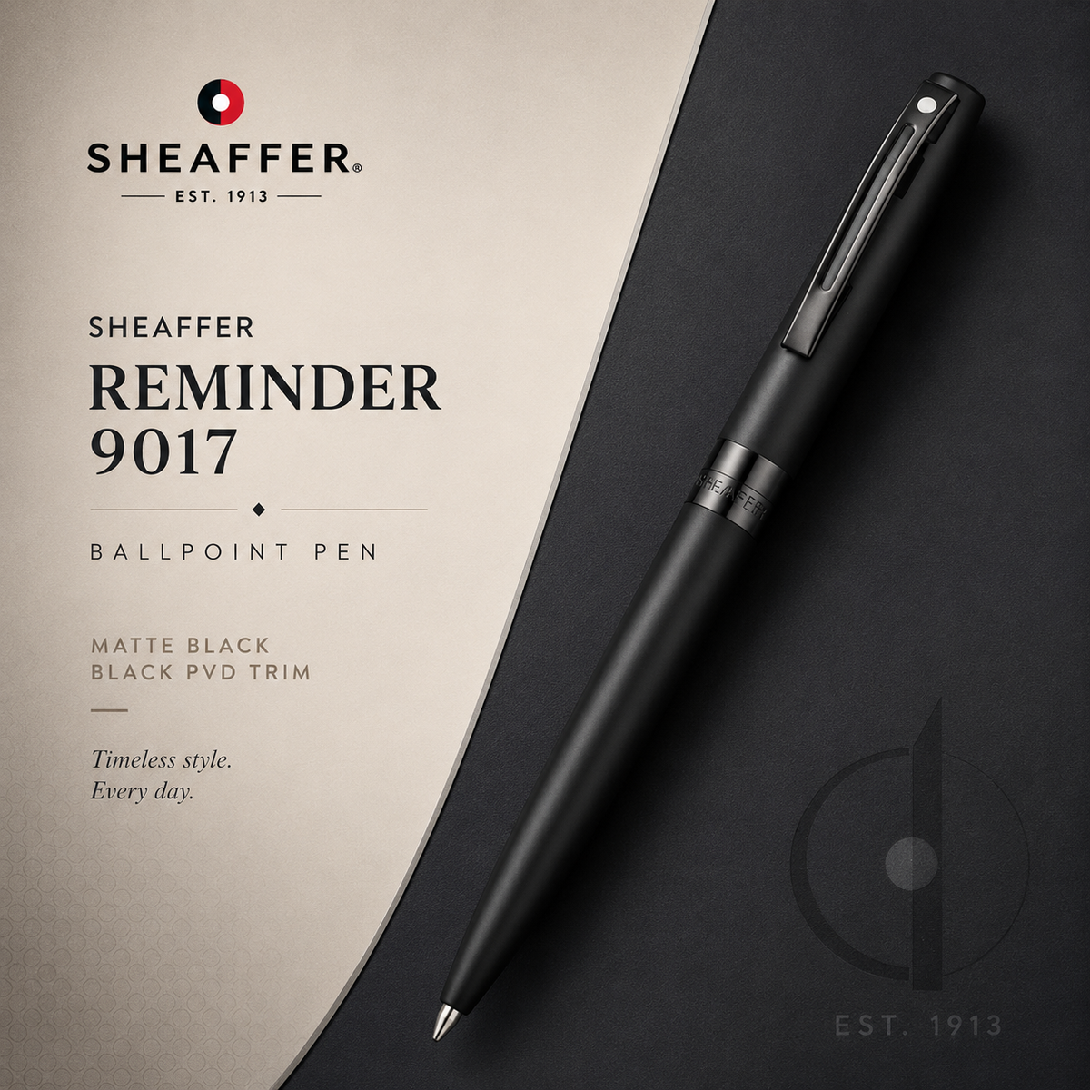 Sheaffer Reminder 9017 Ballpoint Pen — Matte Black | Black PVD Trim