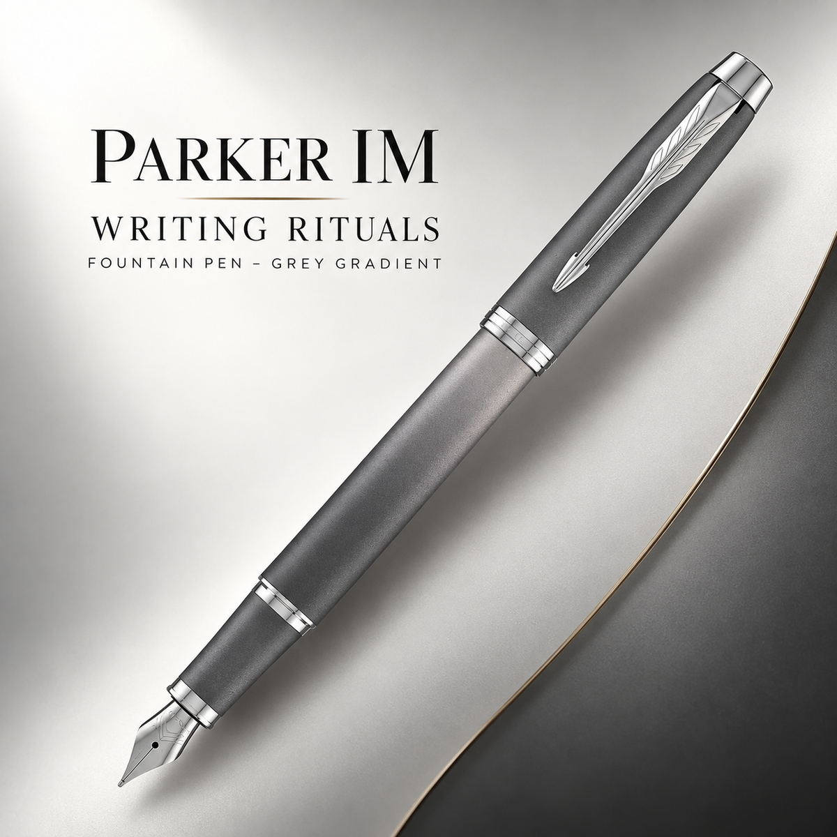 Parker IM Writing Rituals Fountain Pen – Grey Gradient, Chrome Trim (Fine Nib)