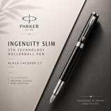 Parker Ingenuity Slim 5th Technology Rollerball Pen | Black Lacquer CT, Fine