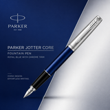 Parker Jotter Core Fountain Pen – Royal Blue with Chrome Trim | Premium Fountain Pen