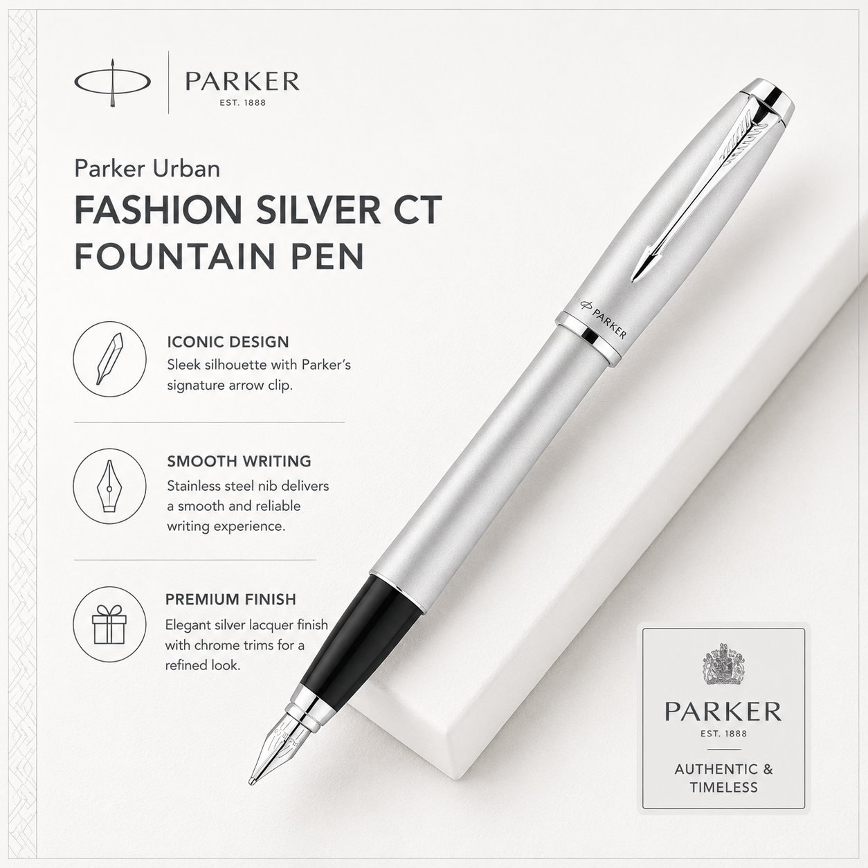 Parker Urban Fashion Silver CT Fountain Pen