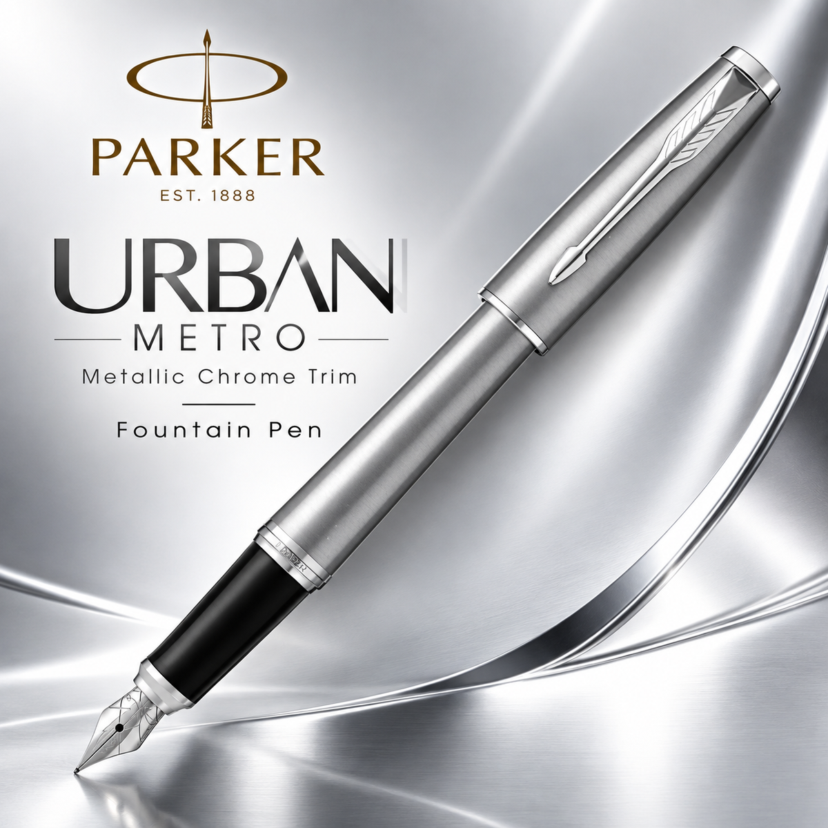 Parker Urban Metro Metallic Chrome Trim Fountain Pen