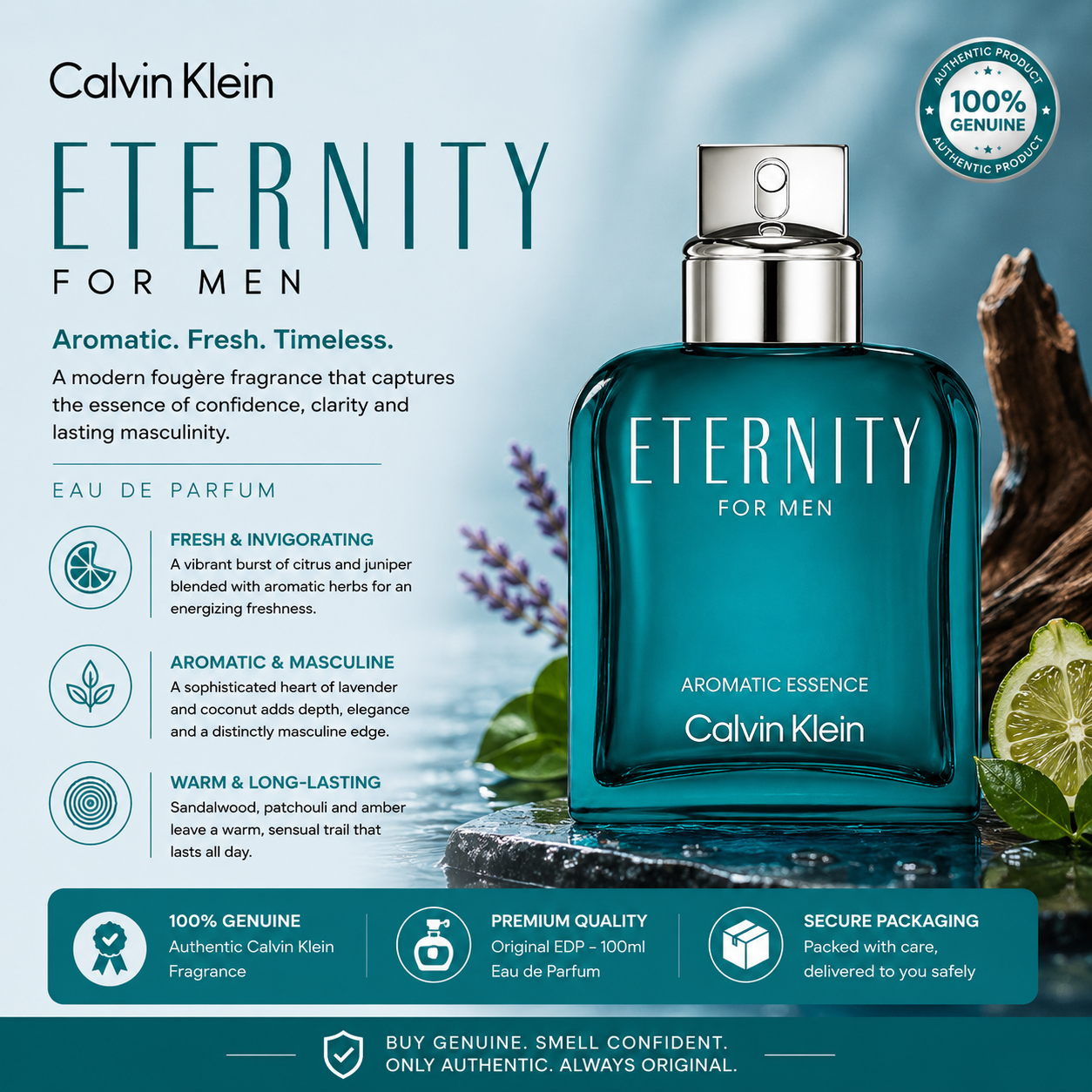 Calvin Klein Eternity Aromatic Essence EDP 100ml – Men's Fragrance