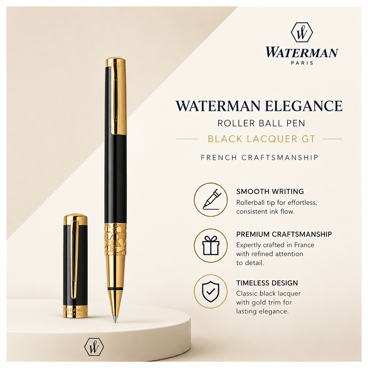 Waterman Elegance GT Rollerball Pen – Black