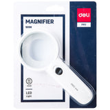 Deli E9098 LED Magnifier – 60mm Illuminated Handheld Magnifying Glass