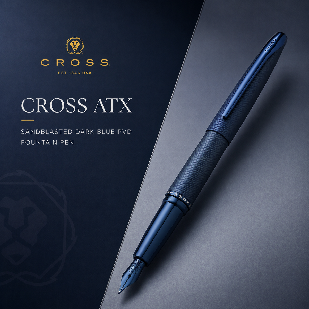 Cross ATX Sandblasted Dark Blue PVD Fountain Pen