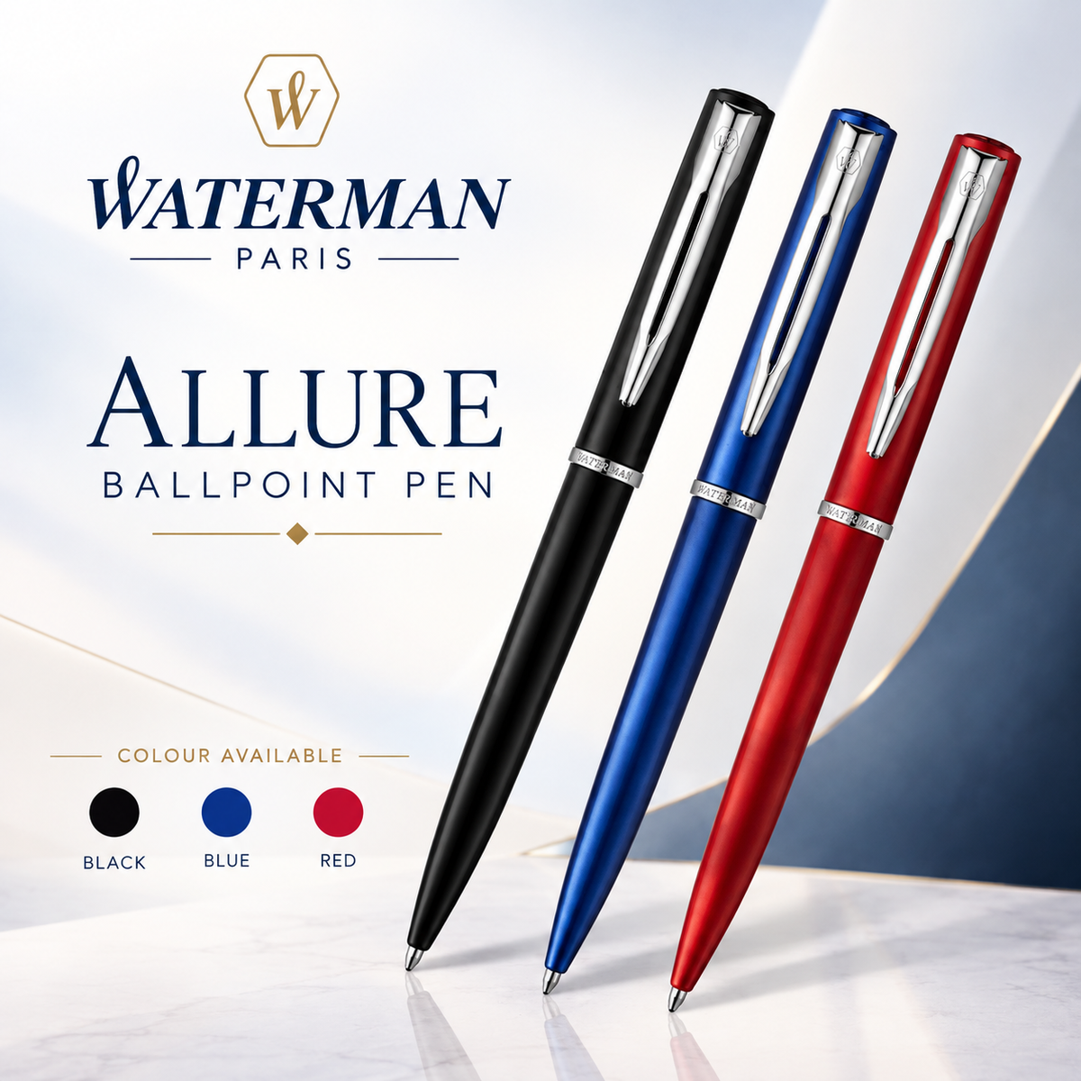 Waterman Allure Ballpoint Pen – Blue Chrome Trim (CT)