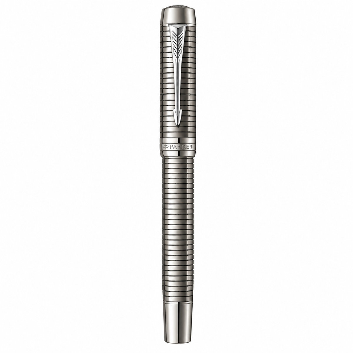 Parker Duofold Prestige Ruthenium Chiselled CT Fountain Pen – 18K Solid Gold Rhodium-Plated Nib