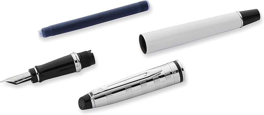 Waterman Expert Deluxe Fountain Pen – White with Chrome Trim (18K Gold Nib)