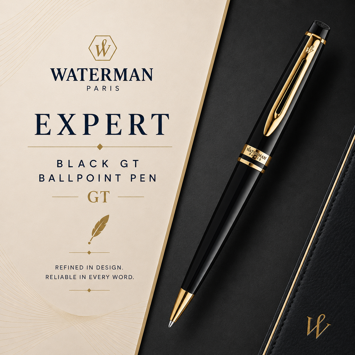 Waterman Expert Black GT Ballpoint Pen – Premium Writing Instrument