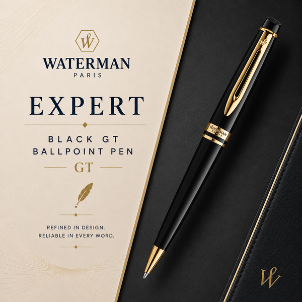 Waterman Expert Black GT Ballpoint Pen – Premium Writing Instrument