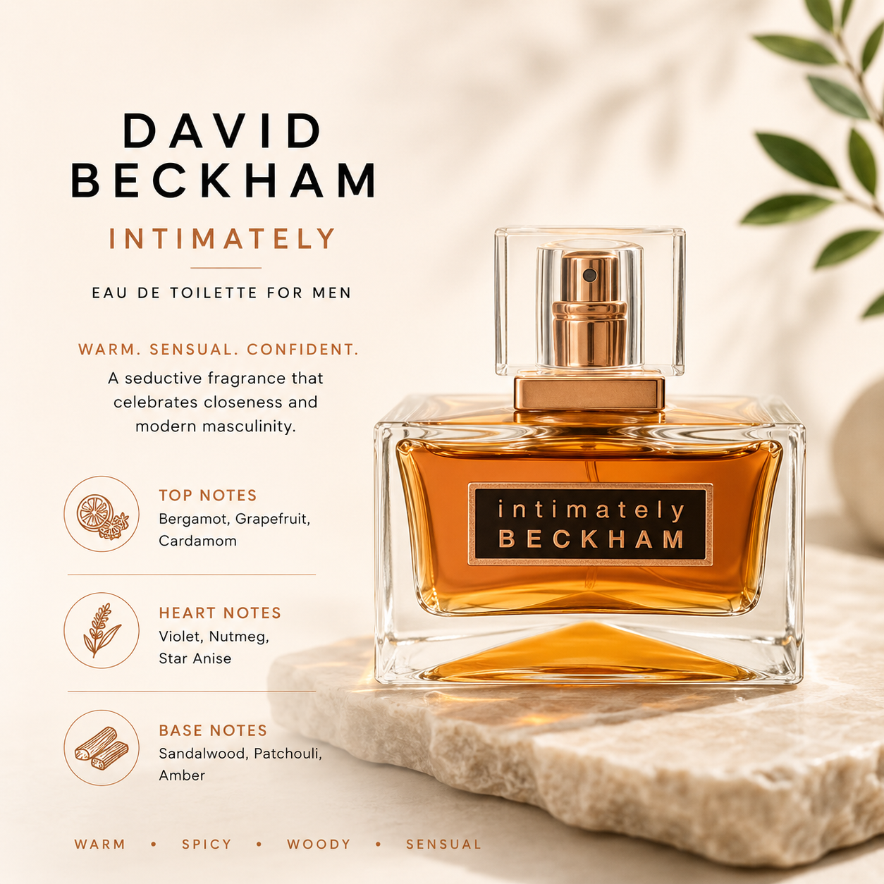David Beckham Intimately EDT 75ml, men's fragrance bottle