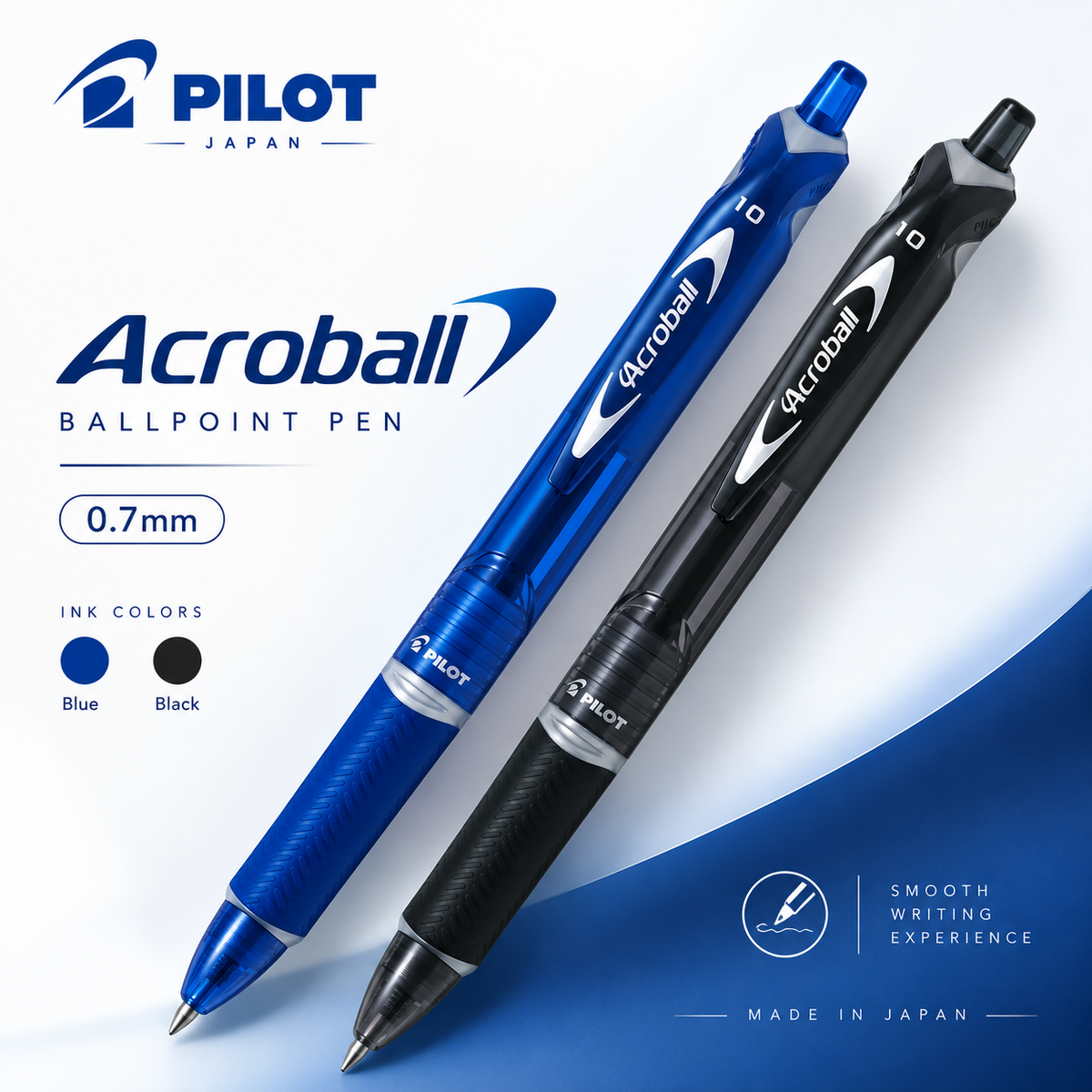 Pilot Acroball Ballpoint Pen – Blue & Black Ink | 0.7mm | Made in Japan