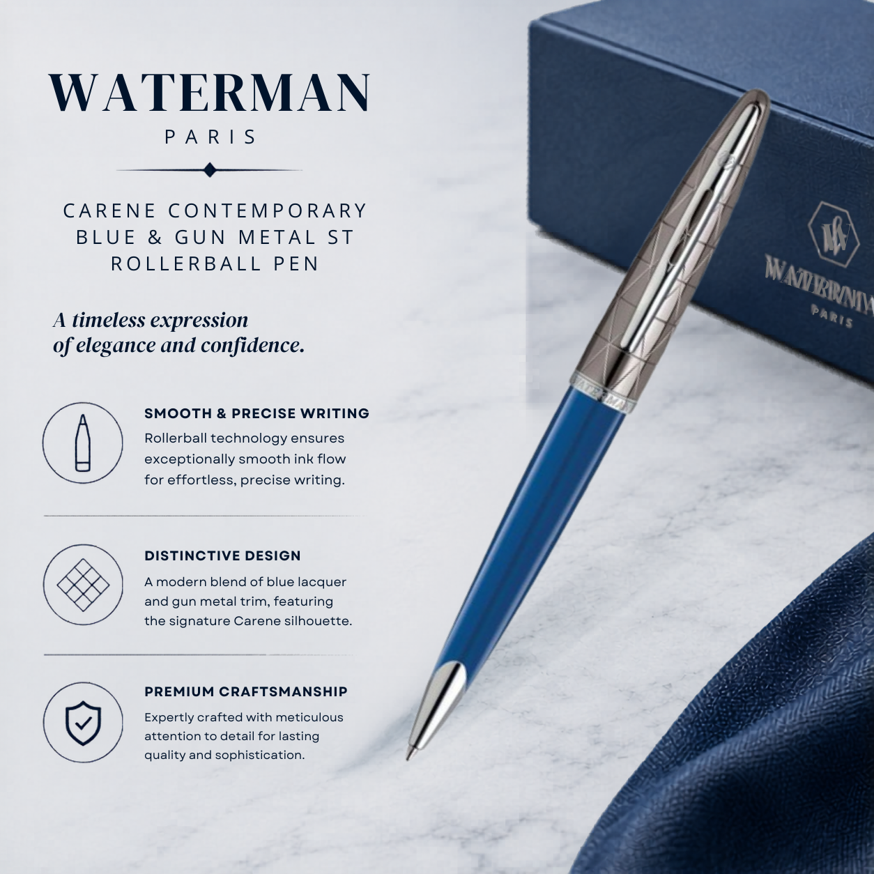Waterman Carène Contemporary Blue & Gun Metal Ballpoint Pen