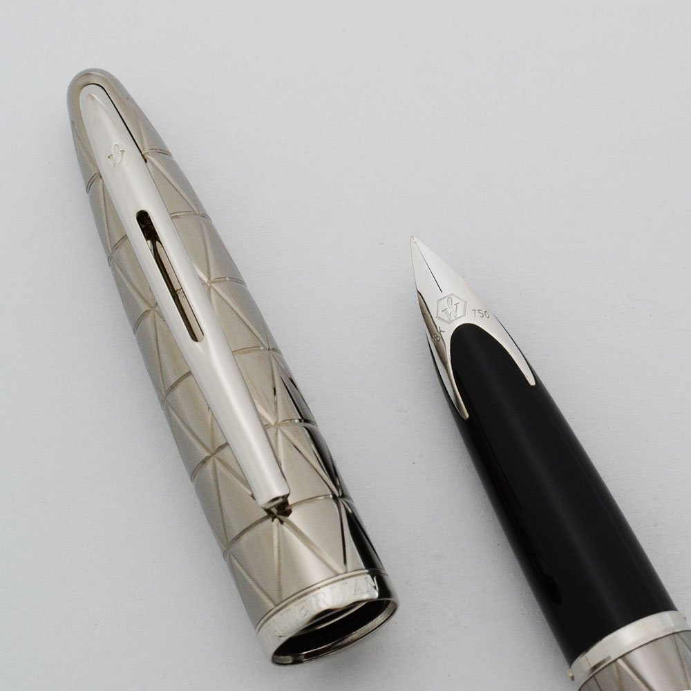 Waterman Carène Contemporary Gunmetal ST Fountain Pen – 18K Solid Gold Rhodium-Plated Medium Nib