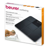 Beurer GS 235 digital glass bathroom scale with magic display, black scale, alternate view