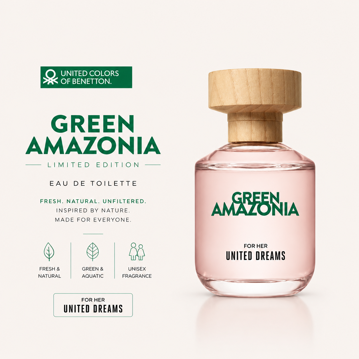 Benetton Green Amazonia Limited Edition EDT 80ml – Fresh Unisex Fragrance