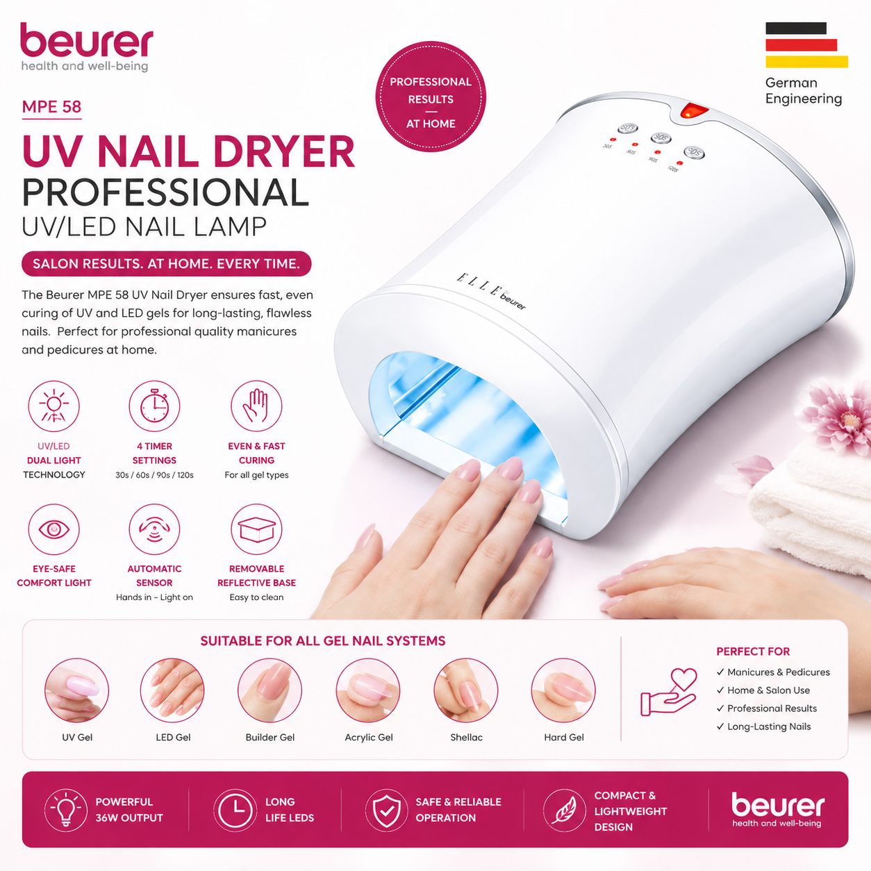 Beurer MPE 58 professional UV and LED nail dryer lamp