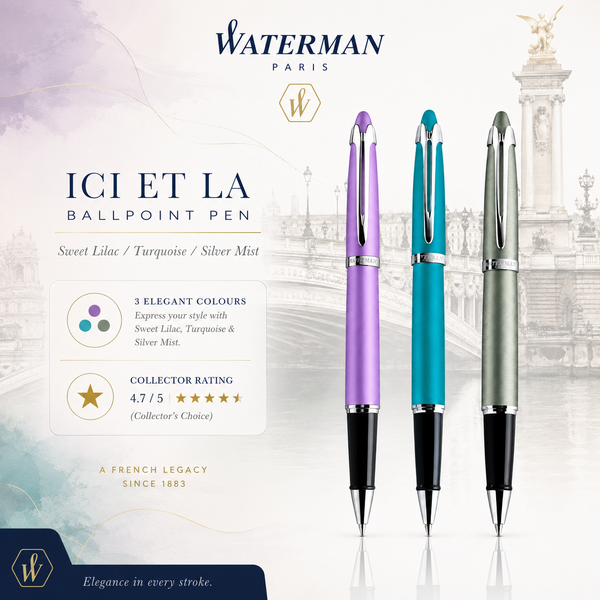 Waterman Ici et Là ballpoint pen, sweet lilac turquoise and silver mist